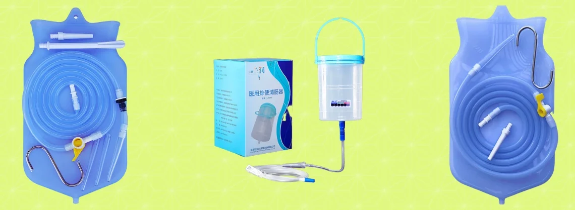Túi silicone 2 lít, xô enema có hộp và túi silicone kèm dây truyền